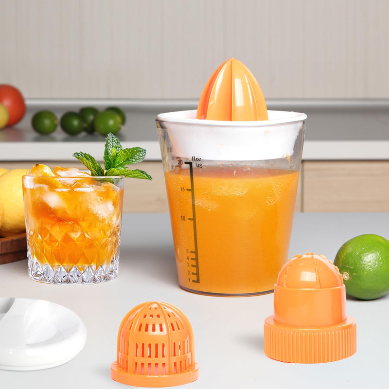Citrus Juicer Manual Juicer, Multifunctional Hand Juicer, Lemon Lime Squeezer, 20-Ounce Capacity Orange Juicer (White, 4 in 1)