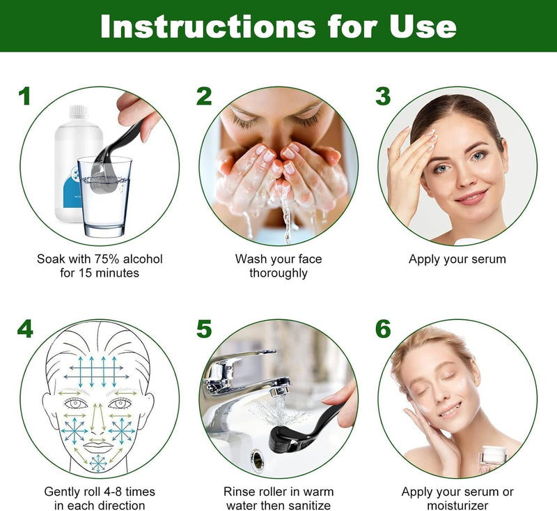  [AUSTRALIA] - Derma Roller 1.5mm Hair Growth Men and Women, Beard Roller Microneedling Roller for Growth, 540 Silver Micro Needling Roller for Men and Women, Microneedle Face Roller for Beard Growth(1.5MM)