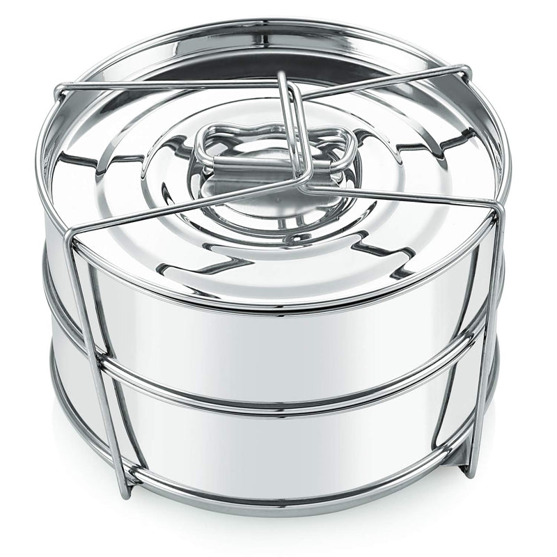Stackable Stainless Steel Insert Pans - 3QT- Inserts for Instant Pot - Pan for Instapot - Accessories for Instant Pot 3QT and above - Pressure Cooker Steamer Accessories - 6.5" L × 6.5" W × 4.0" H