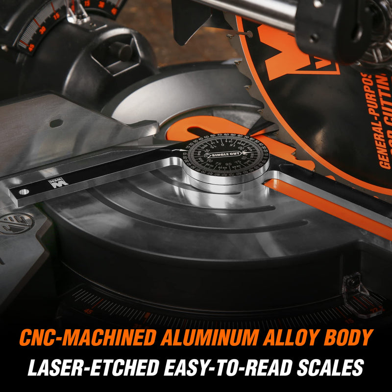 WEN Miter Saw Protractor, 7.25-Inch Aluminum Alloy with Laser-Engraved Scaled (ME175P)