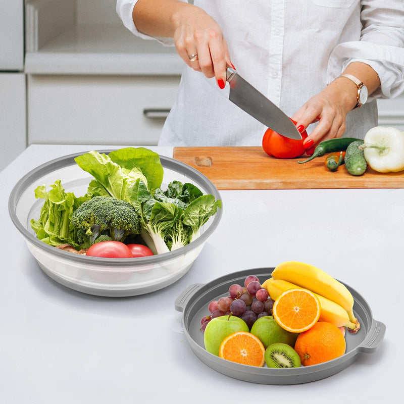 2 Pack Microwave Splatter Cover for Food with Anti-scald Base Plate,Large Plastic & Silicone Vented Avoid Scalding Collapsible Guard Lid,Kitchen Essential Gadgets for Meal Prep-10.7 Inch 2 Pcs Gray