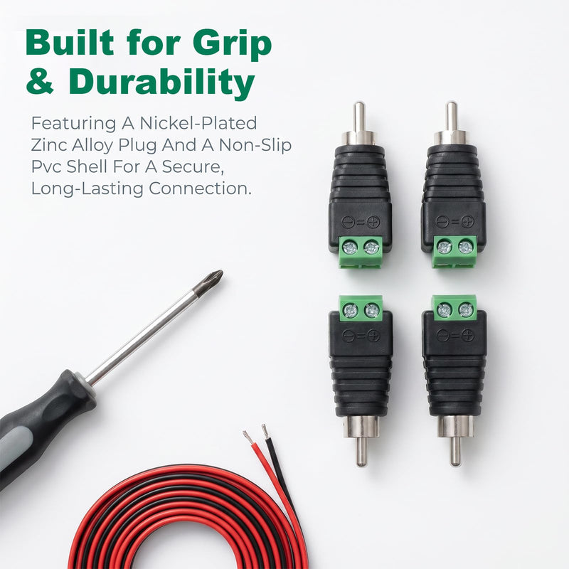 10 Pack RCA to Speaker Wire Adapter Speaker Wire to RCA Adapter | Solderless Male Female Phono Plug to AV Screw Terminal Connector for Audio Video, DIY Speaker Cable Repair 6 Male + 4 Female
