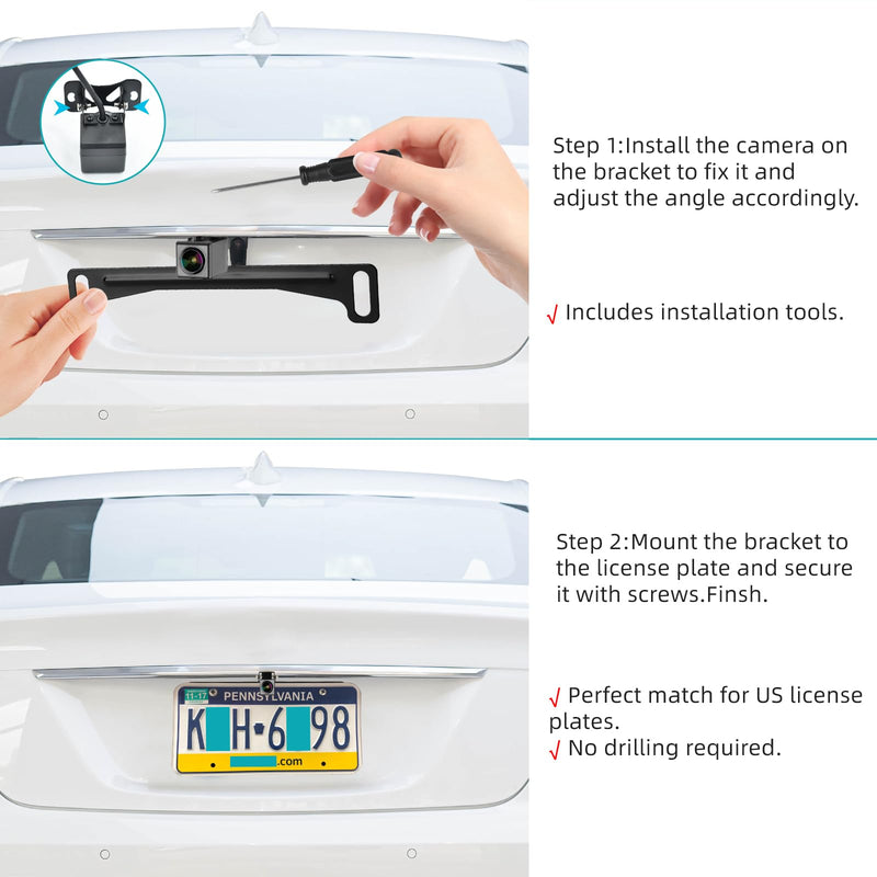Universal（No Drilling Required） License Plate Camera Mount,Full Stainless Steel Anti-Rust Paint Backup Camera License Plate Mount,Dash Cam Mirror Camera Accessory Backup Camera Bracket.