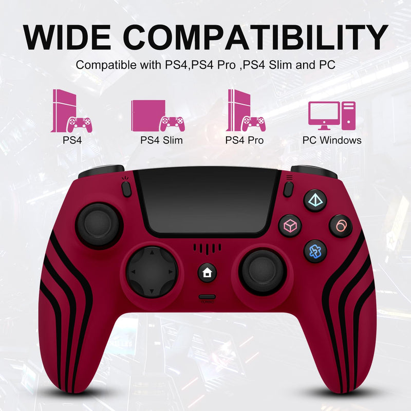 Wireless Controller for PS4,Controller Compatible with PS4/Slim/Pro,Red Red