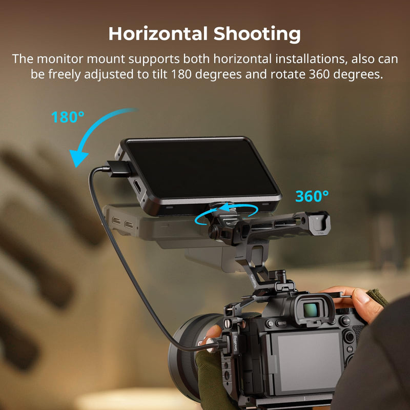 SMALLRIG Adjustable Camera Monitor Mount with 3/8"-16 Locating Screw for ARRI, 360° Swivel and 180° Tilt, Anti-Twist 1/4" Locating Screw, Horizontal & Vertical Shooting 3/8"-16 Screw for ARR