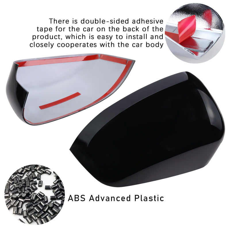 Left and Right Side Mirror Cover Cap and Door Handle Covers Compatible with 2011-2021 J-eep Grand Cherokee D-odge Durango (Black) Black