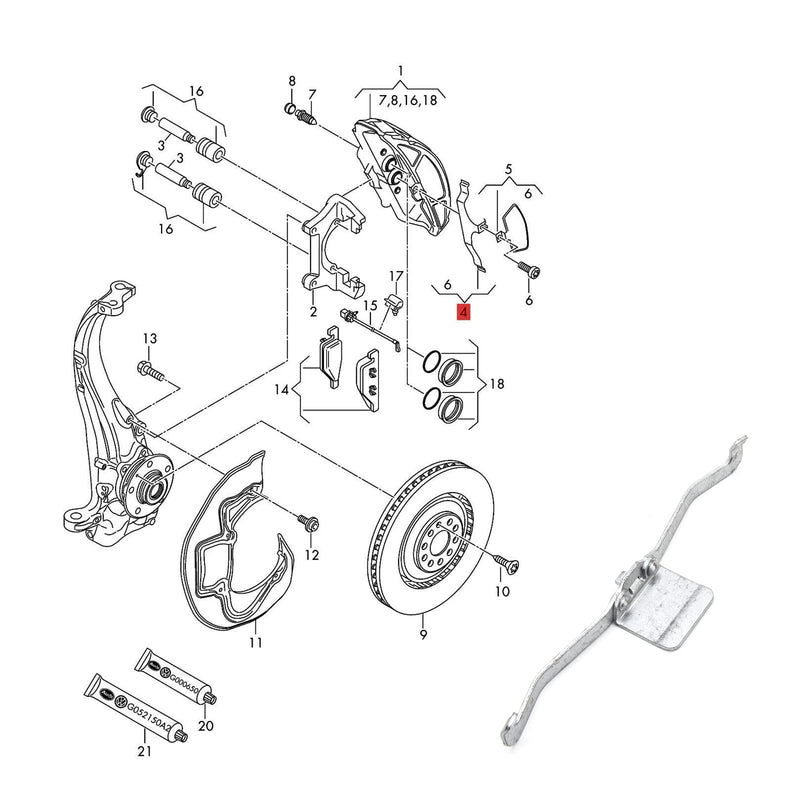 Front Brake Anti Rattle Retaining Spring Clip 2Pcs 4F0615269 Compatible with Audi A4 A6 VW Seat Superb