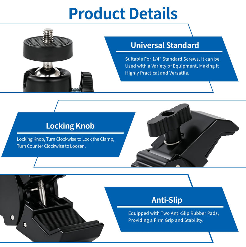 Webcam Stand Mount, Flexible Gooseneck Webcam Arm Stand with Desk Camera Mount Clip Clamp for Logitech C922 C930e C920S C920 C615 C960 C920x Brio 4K NexiGo N60 and More