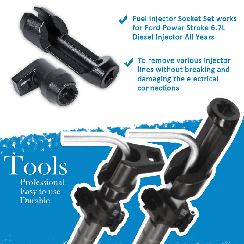Fuel Injector Socket Set and Injector Removal Tool (3418) Fit for Ford Powerstroke Diesel 6.7L 2011-2018 F-250 F-350 F-450 F-550