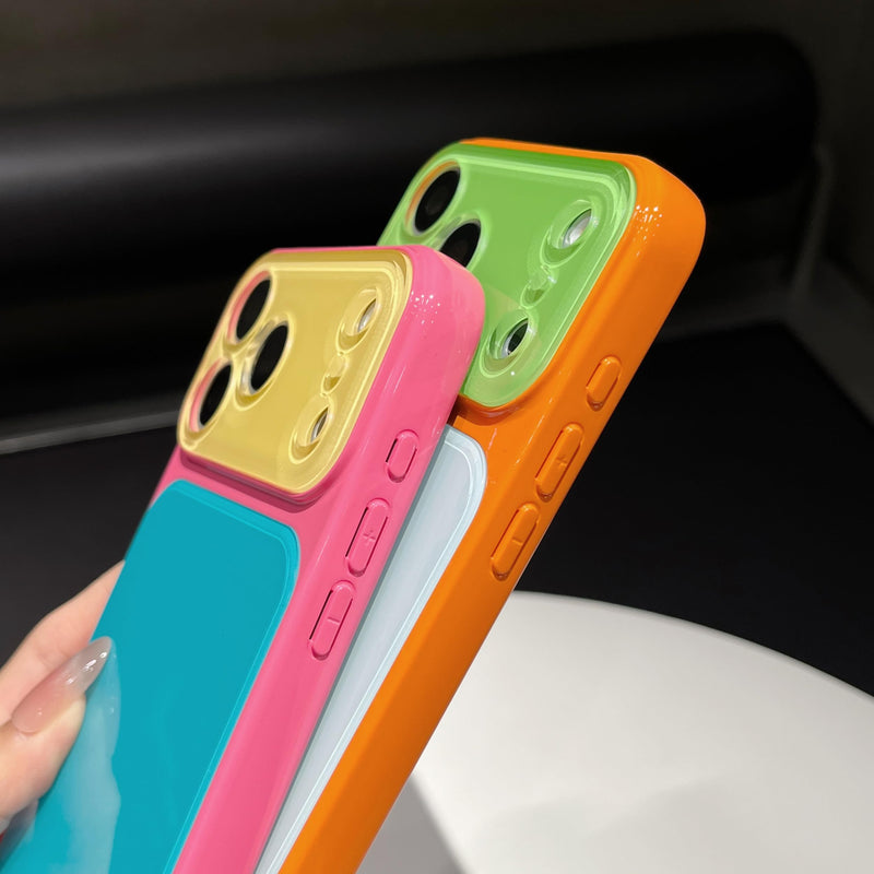 Caseative for iPhone 17 Pro Max Case, Red Yellow | Contrast Candy Color Block Crystal Camera Lens Protection