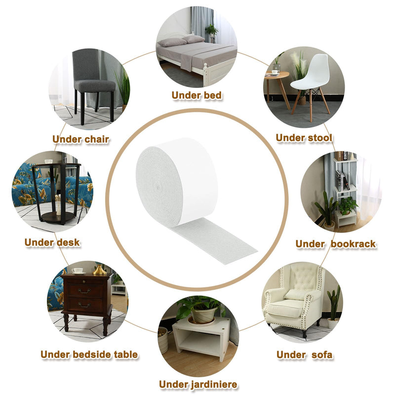 uxcell Felt Strips with Adhesive Backing, 2 Rolls 2" x 193" x 0.06" Anti Scratch Furniture Felt Tapes Self-Stick Pads for Protecting Hardwood Floor, White 2"x193"x0.06"