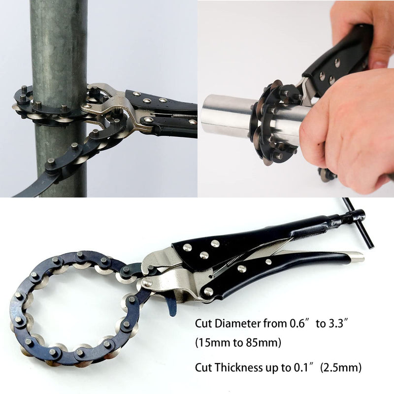MacWork Exhaust Pipe Cutter, 0.6" to 3.3" Tailpipe Cutter, Chain Exhaust Cutter, Rolling Blade Design for Easy Cutting - Can Be Used as PVC Cutter or Copper Pipe Cutter