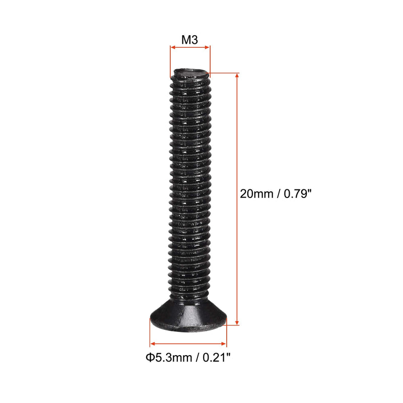 uxcell M3 x 20mm Phillips Screw Fastener Black for Laptop PC TV Fan Switch 50pcs