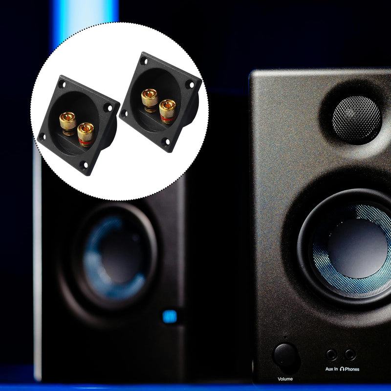 2 Pack Speaker Terminal Cup, Copper Posts 56.5mm | Copper Posts Minimal Signal Loss, Banana Plug Spade Connect, 56.5mm 50mm Cutout Standard, Four Screws Firm Rattle-Free