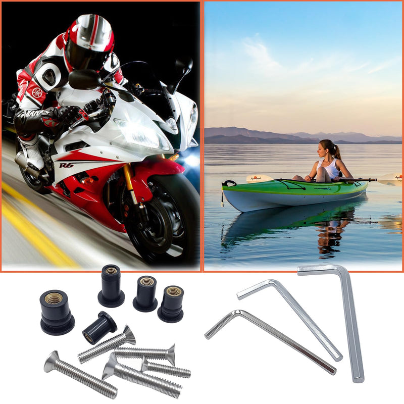 103 Pcs M4 M5 M6 Neoprene Well Nuts,304 Stainless Steel Hex Socket Bolts Well Nut Kit for Kayak,Marine,Motorcycle,Windscreen Accessories,Neoprene nut Contains Brass Nuts Copper nut 103