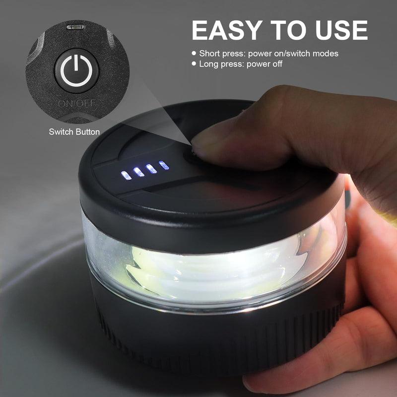 Magnetic Wireless Beacon Light, USB-C Rechargeable LED Strobe Lights for Trucks, Mini Portable Flashing Emergency Safety Warning Light for Postal Car Tractor UTV Golf Cart IP67 Waterproof Amber