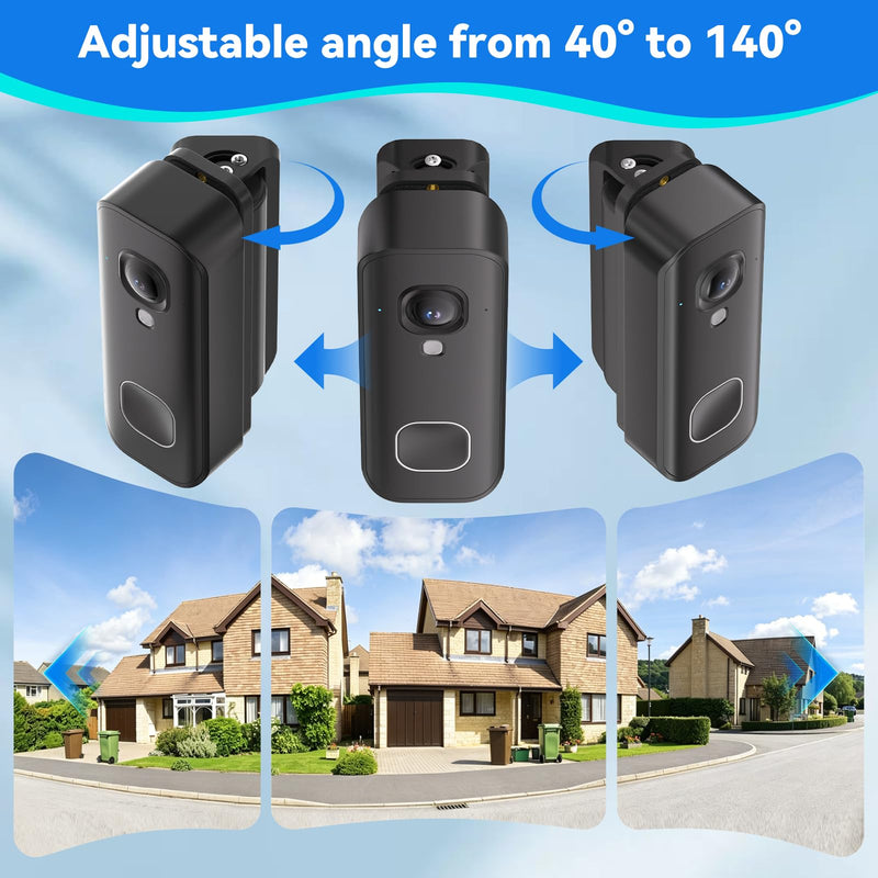 Adjustable Doorbell Mount Compatible with Blink New-est 2026 Battery Doorbell 2K+, 40°-140° Left/Right Swivel Doorbell Camera Mount, Wide Viewing Angle Bracket for Home/Apartment - Black