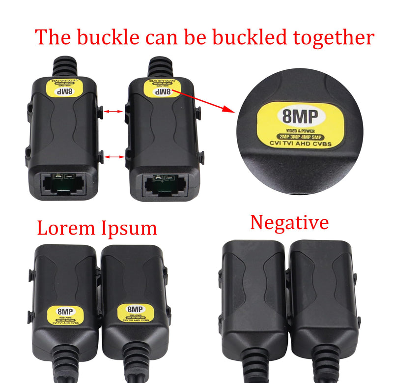 zdyCGTime Passive HD Video Balun BNC to RJ45 Network Transceiver Cat5/Cat6 Adapter Cable with DC Power 720P - 8MP Cat6 to BNC Male Connecto for CCTV Security Surveillance Camera System(16.5cm/4Pairs) 4 Pairs