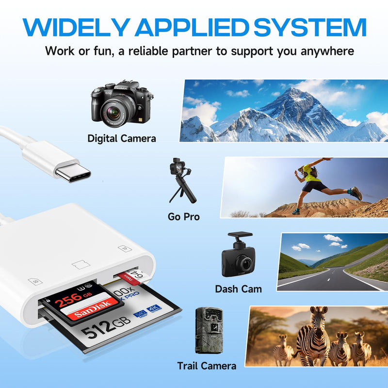 USB C SD Card Reader for iPhone 17/16/15/iPad/Mac, 3 in 1 USBC Memory Card Reader with Compact Flash/CF/SD/TF Card, Digital Camera Adapter iPhone SD Card Reader Compatible with MacBook Pro/Air Three Slots(SD+TF+CF for USBC)