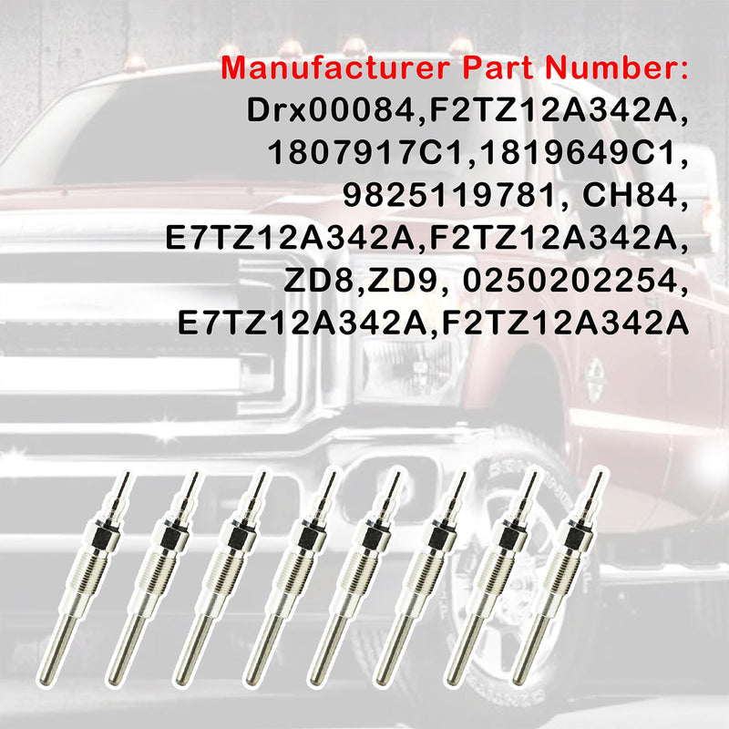 IDI 7.3L Diesel Glow Plugs F2TZ-12A342-A Compatible with 1988-1994 Ford F350 F250 E250 E350 (8Pcs)