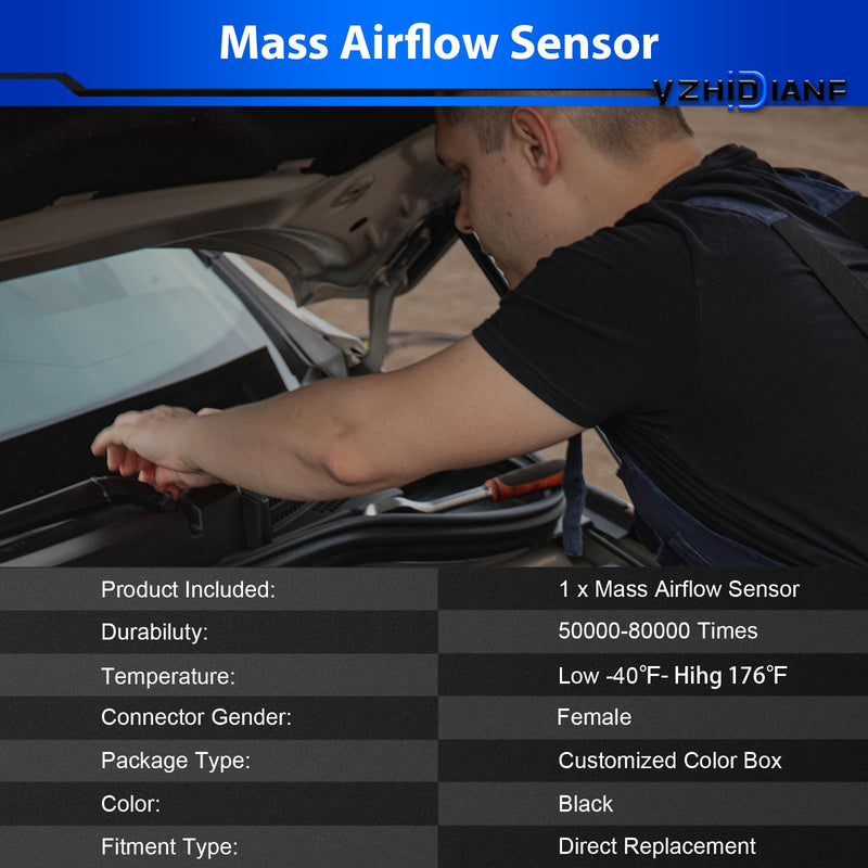 Mass Airflow Sensor 3L3Z12B579AB MAF Sensor Fits for for:-Ford Excursion F250 F350 Super Duty V8 6.0L, 3L3U12B579AA, 3L3Z12B579AB, AFLS130, 3L3Z12B579ARM, AF10129, AF1012911B1 mass airflow sensor