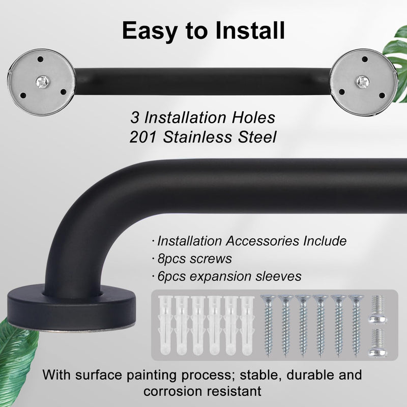 supregear Bathroom Grab Bar, 24 in Non-Slip 201 Stainless Steel Bathroom Safety Grab Bar Oil Rubbed Black Hand Rail for Bathtub Toilet Kitchen Bedroom Shower, Concealed Screw Wall Mounted 24 Inch