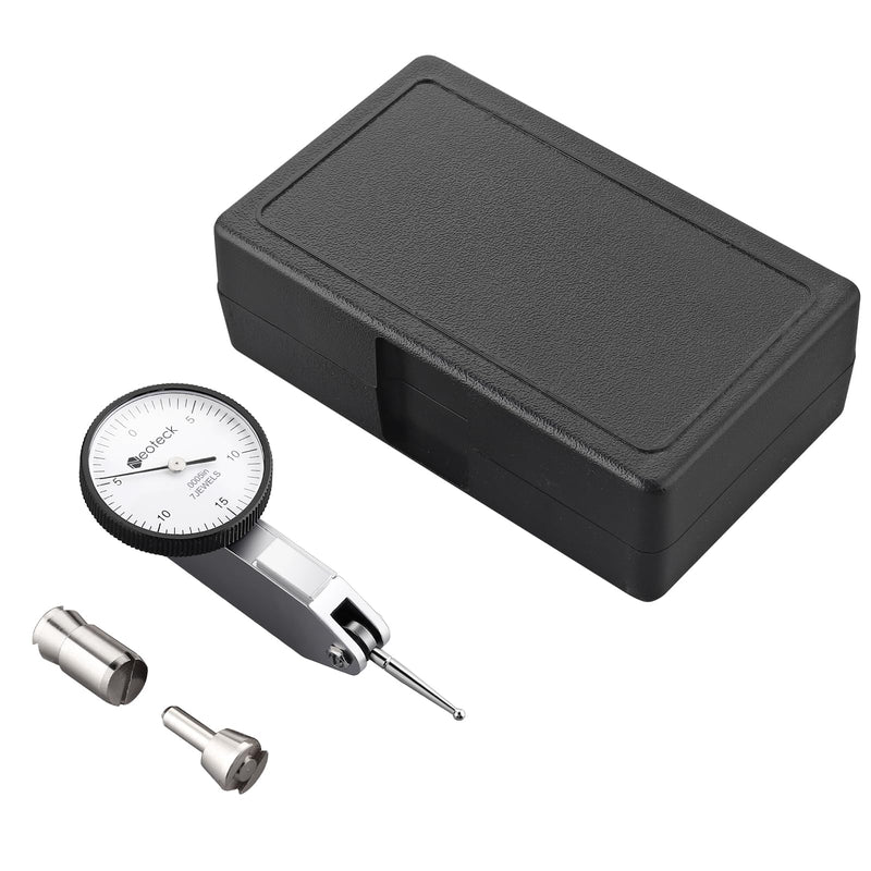 Neoteck Dial Test Indicator with Storage Case, 0-0.03"/0.0005" Test Indicator with 2 Steel Dovetail Clamps 3/8'' and 5/32'' for Machine Set-Up, Narrow Area Measurement -Silver Silver