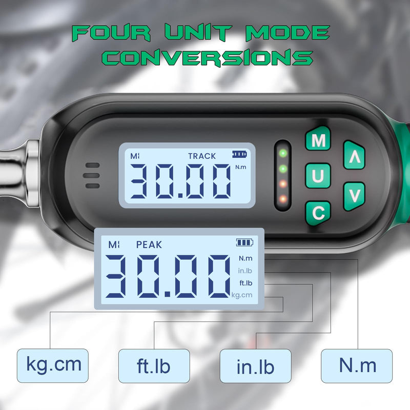 1/4" Drive Digital TorqueWrench, 1.11-22.13 Ft.lb/1.5-30 Nm, Preset Value, Buzzer/LED, ±2% Accuracy, for Gunsmithing, Bike & Motorcycle Maintenance 1/4-Inch 1.1-22.1 Ft-lb/1.5-30 Nm