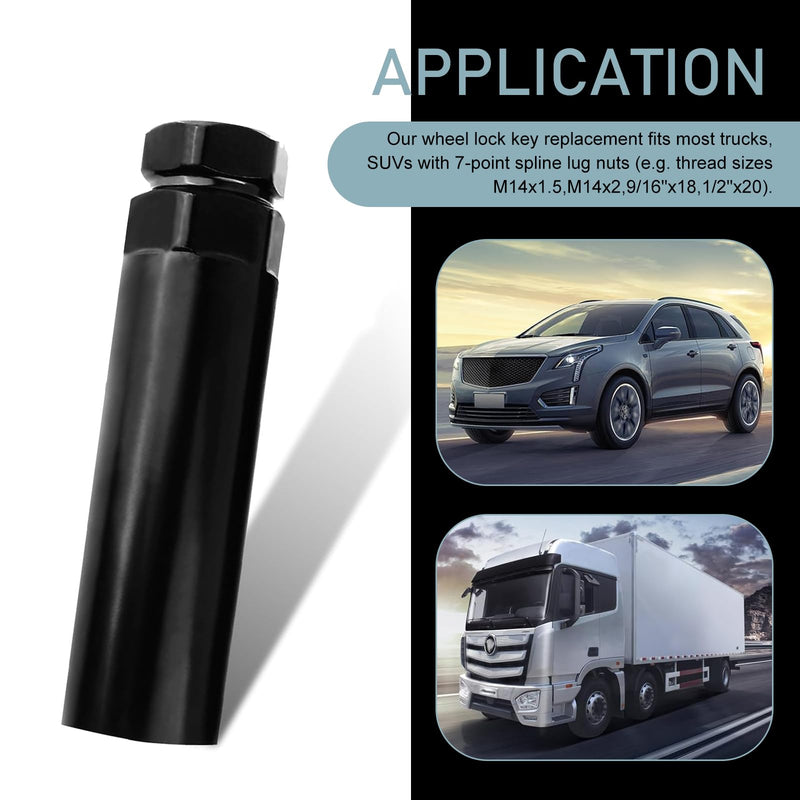 MLY 7 Spline Lug Nut Key, Lug Nut Socket, Wheel Lock Removal Tool for 19 mm(3/4 Inch) & 21 mm(13/16 Inch), Hex Socket Wrench Replacement for Wheel LugNut Drive Lock (Black)