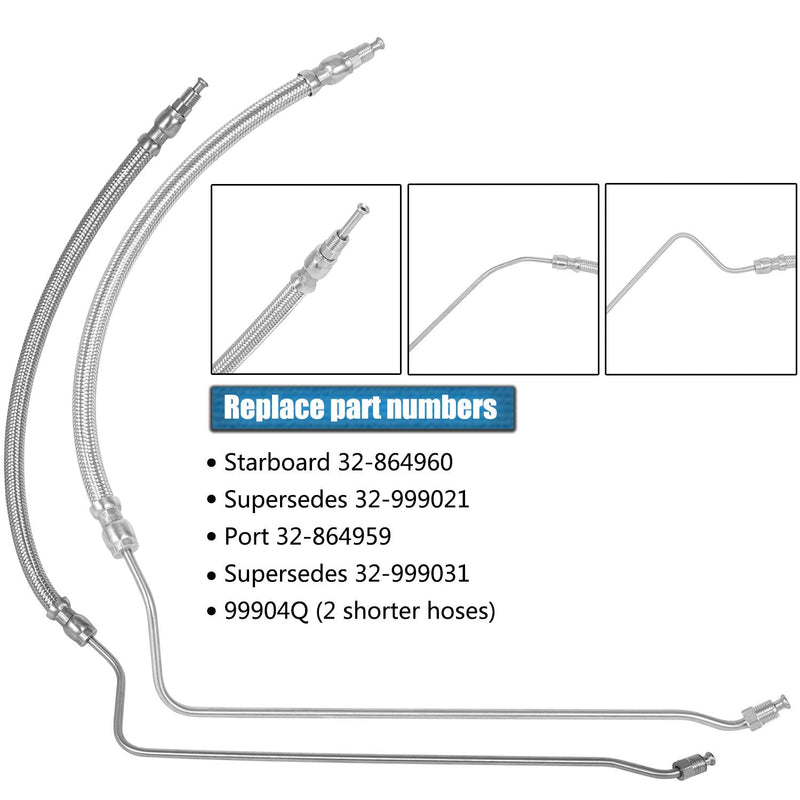 For Mercruiser Alpha One Gen Two Trim Ram hydraulic Cylinder Hose Kit Replaces for Starboard 32-864960, Port 32-864959