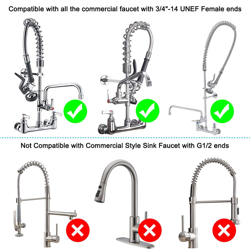 KWODE Pre-rinse Spray Valve for Commercial Kitchen Sink Faucet Pre Rinse Sprayer Nozzle Replacement Head with 1.42 GPM Spray Face Black
