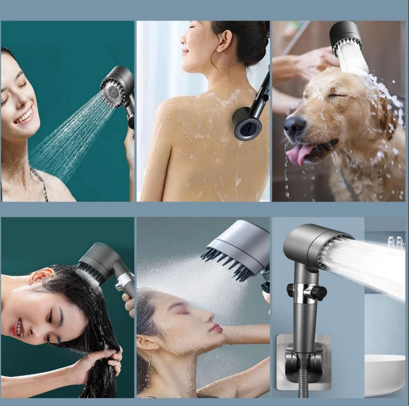 2026New year Filtered Shower, Portable Shower with 3 Spray Modes, Adjustable On/Off Shower Head, with 150cm/1.5m Hose, Suitable for Aquarium and Animal Bathing and Rinsing 4-piece set (Grey) Gray