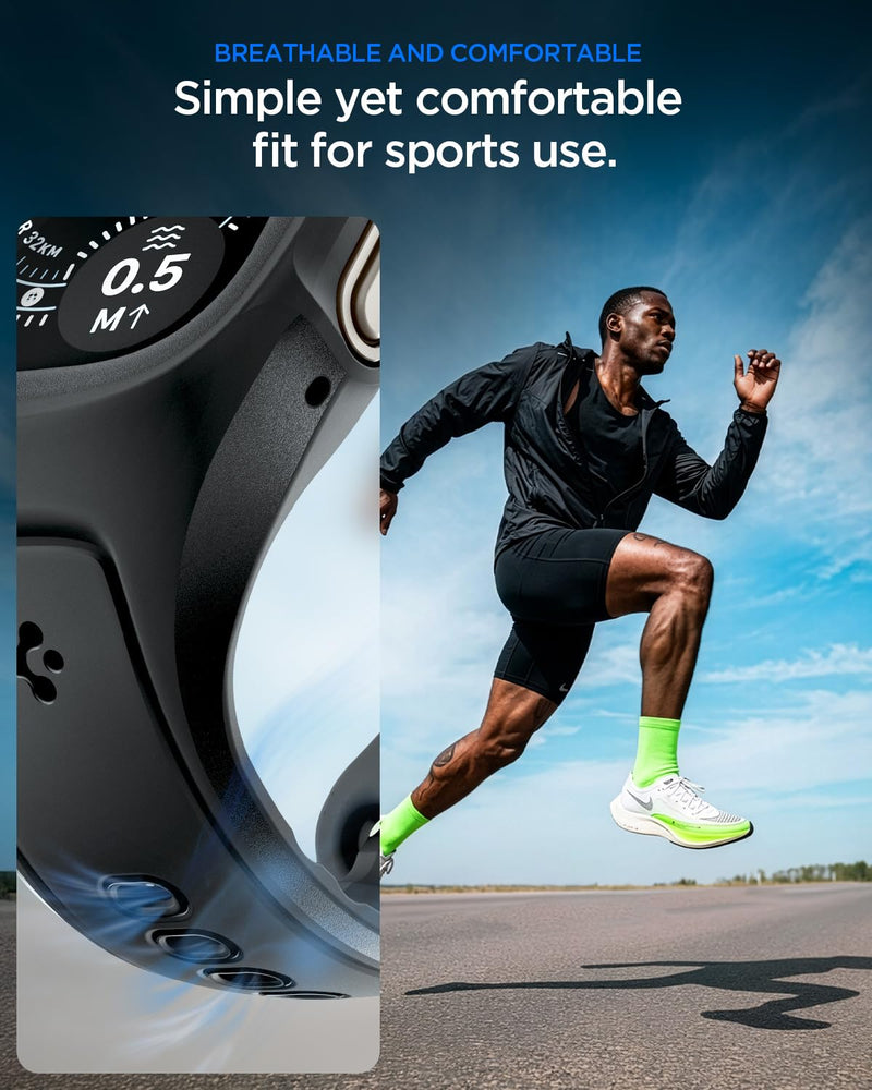 Spigen for Apple Watch Ultra 3/2/1 49mm, Series 11/10 46mm Band with Case | Liquid Air Pro Secure Fit Durable Breathable Water-Resistant Sport Protective Cover Strap Black Apple Watch Ultra 49mm