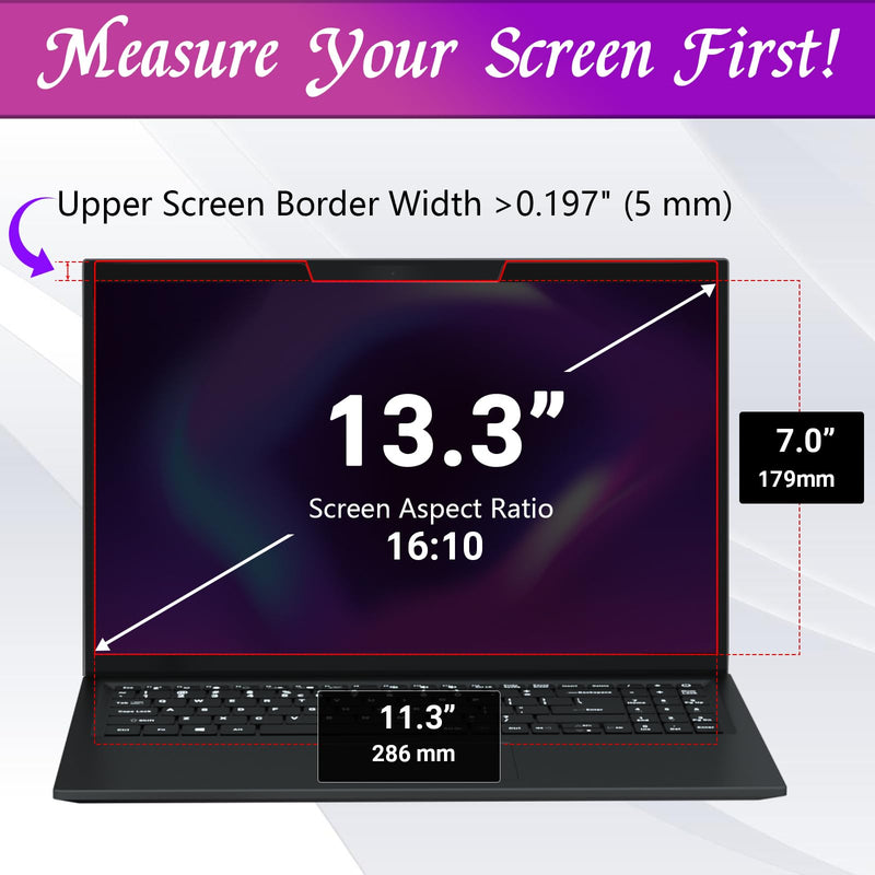 PYS Magnetic 13.3 Inch Laptop Privacy Screen(16:10 Aspect) - Reversible 13“ Laptop Screen Privacy Shield, Anti-Glare Blue Light Protector, Removable Privacy Screen for Lenovo Thinkpad HP Dell ASUS XPS 13.3 Inch (16:10)