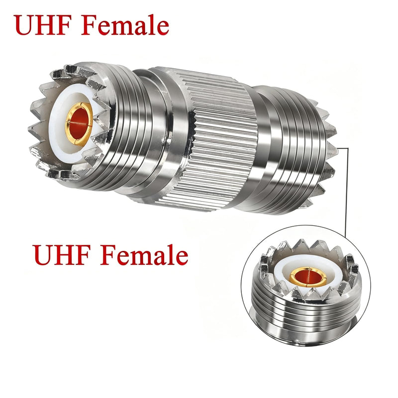 2 Pack PL259 UHF Coax Adapter, SO239 Female to Female Coaxial Connector, RF Gender Changer for CB Radio, Antenna, Ham Radio, Extension Coupler