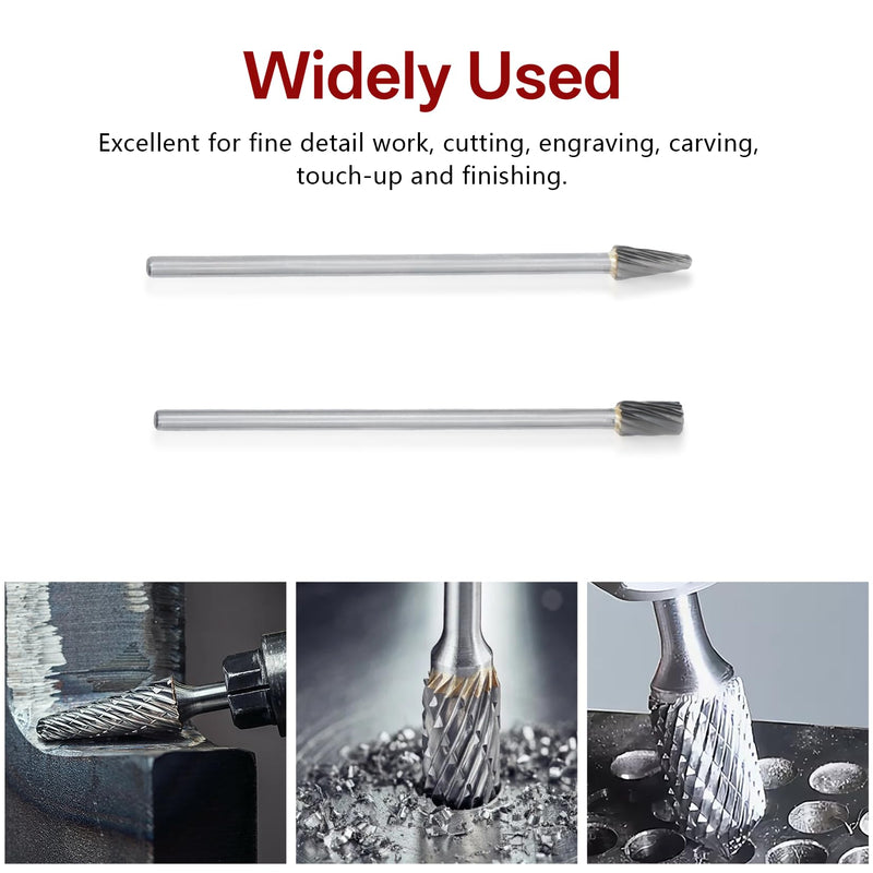 findmall 6Pcs Carbide Alloy Rotary Burr Set 6mm(1/4") Shank 10mm Head 150mm Length for DIY Woodworking Metal Carving Polishing Engraving Drilling