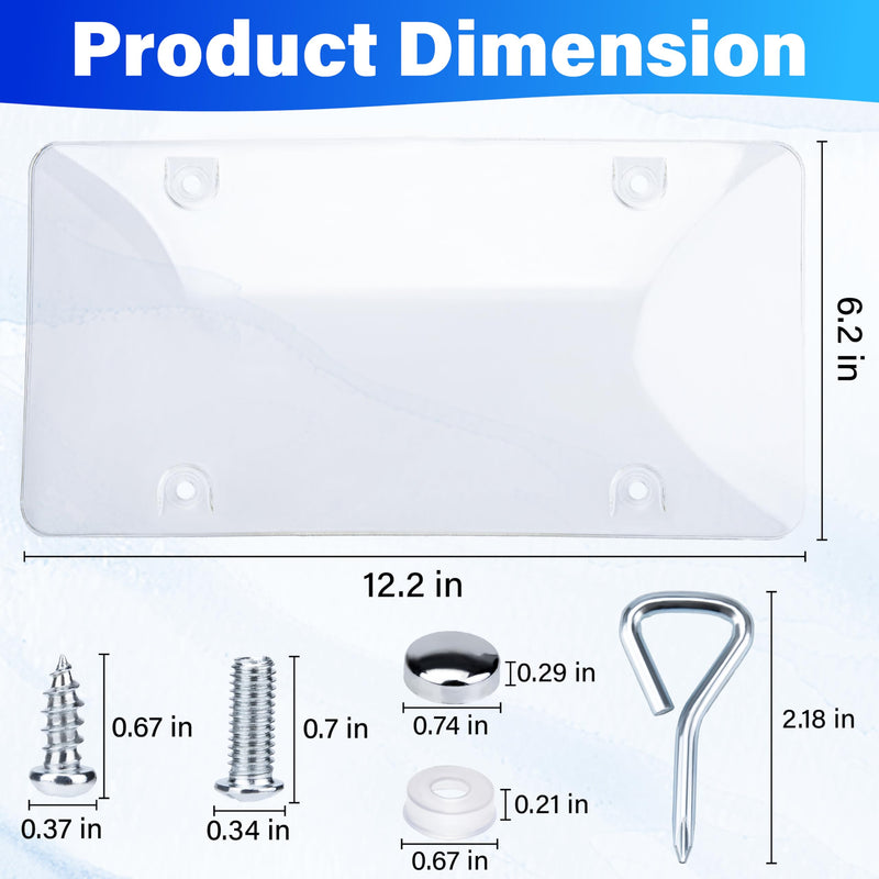 2 PCS Clear License Plate Covers, Unbreakable Novelty Licenses Plate Protect, License Plates Frame for Car Tag, Front and Back with Screws Caps