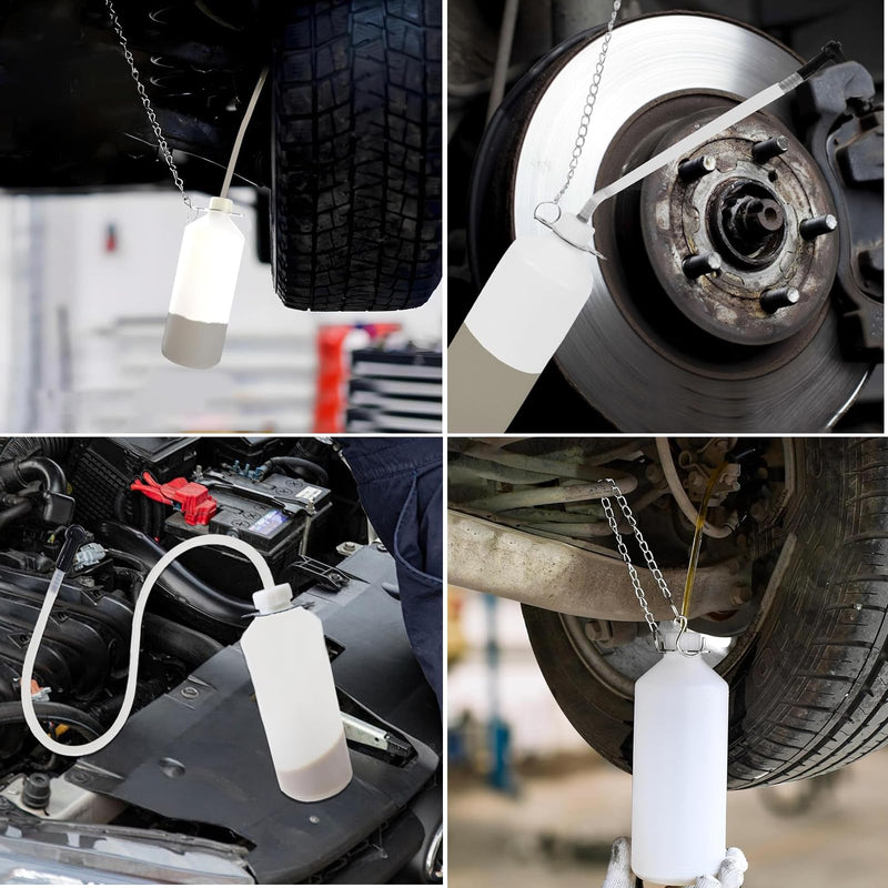 1L Brake Bleeder Bottle One Person - Automotive Brake Fluid Bleeding Kit with 24 inch Tube and Rubber Connector for Collect Brake Fluid, Fit for Cars, Motorcycles, and ATVs
