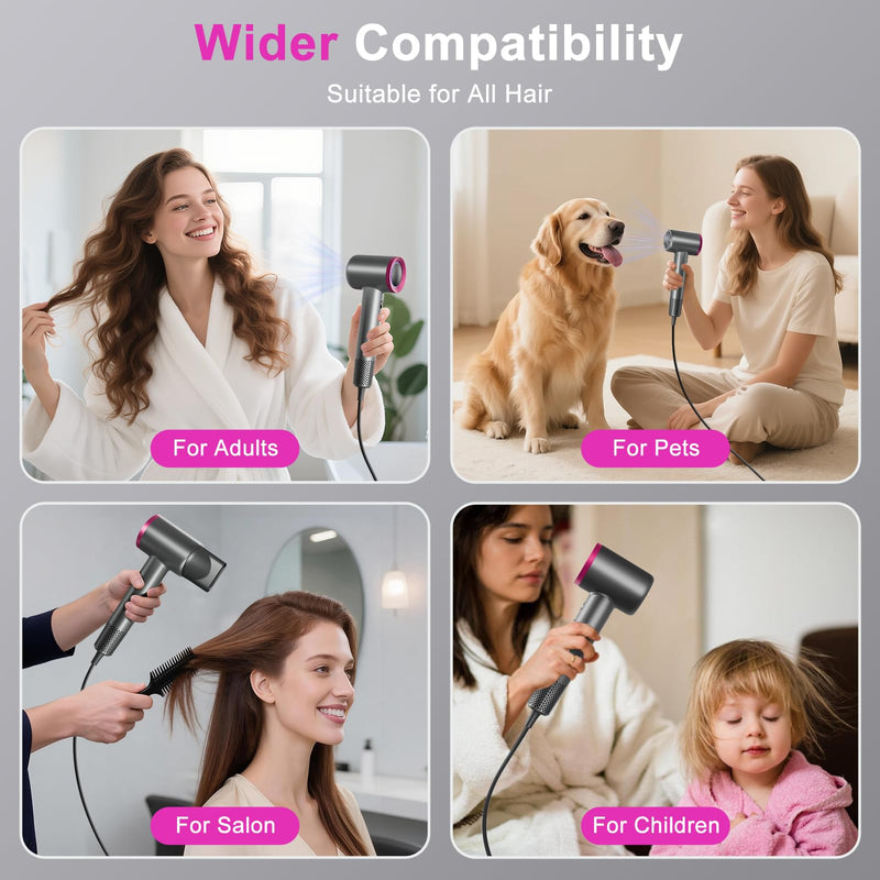 Ionic Hair Dryer 110000 RPM, 4 Heat & 2 Speed Settings with Cool Shot | 110000 RPM brushless motor for 2 mins fast drying, ionic frizz control, lightweight design, quiet 50dB low noise