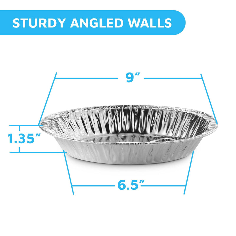 MontoPack 9” Aluminum Foil Pie Pans | Round Disposable Containers with Angled Walls for Tart Baking, Storing, Serving & Reheating | Freezer and Oven Safe, Recyclable | 50-Pack of Cake Tins 9 Inch Pie/Tart Pans (50 Pack)