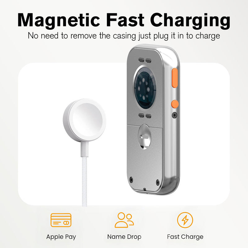 RePod Aluminum Case for Apple Watch S7/8/9 41mm Protective Cover | Retro Music Player Design; Functional Mechanical Scroll Wheel; Premium CNC Metal Handheld Guard; Silver Watch Accessory