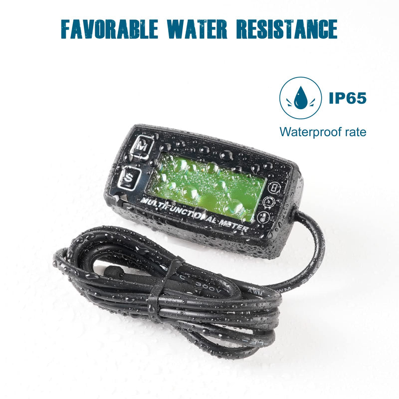 Runleader Digital Oil Water Temperature Gauge,Real-time RPM Display,Alert Temperature&RPM,Working Hours Tracking for Lawn Mower Generator Dirtbike Paramotor Outboard Motor Scooter Compressor.