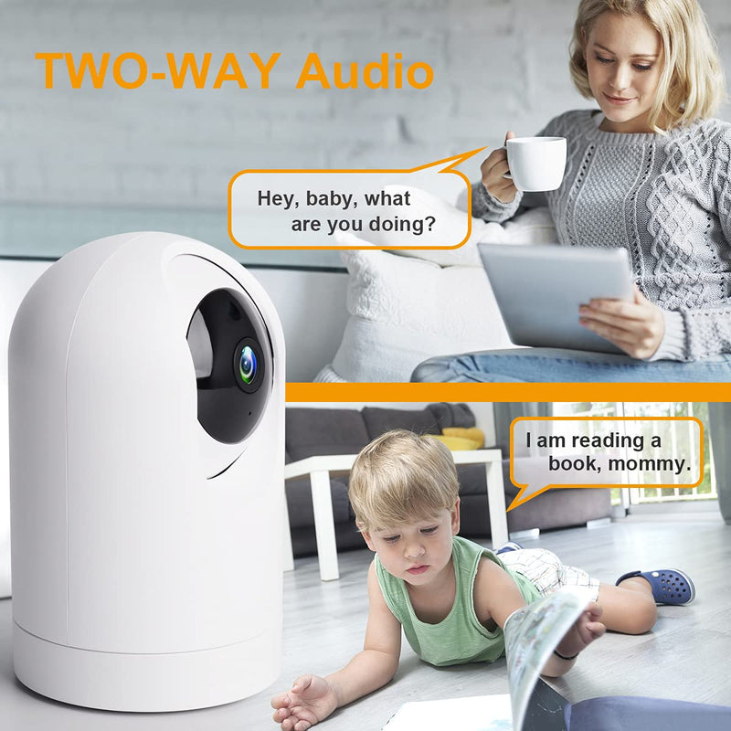 Indoor Security Camera Wireless, 2K Smart Home IP Camera 2.4G/5G Dual-Band WiFi Connection, Two-Way Audio, AI Human Motion Detection, Night Vision, App Remote Control - White (QC21S)