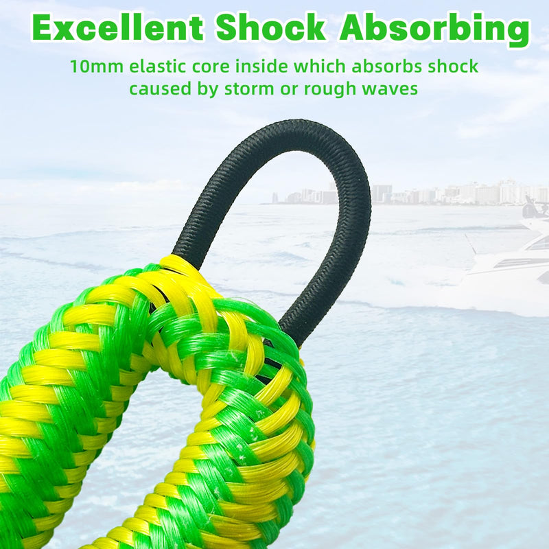 Boat Bungee Dock Lines Bungee Dock Lines for Boats Mooring Rope Bungee Cord Docking String Shock Bungee Docking Ropes for Boat Kayak, Jet Ski, Pontoon, Canoe, Power Boat WaveRunner Green (4X) green-4P