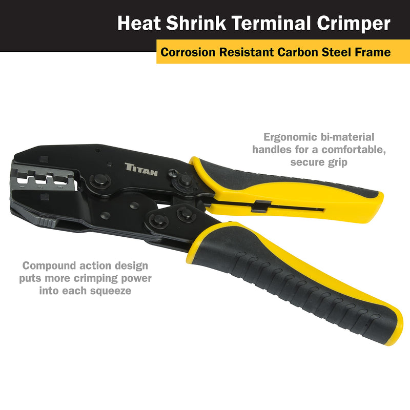 Titan 11955 Ratcheting Heat Shrink Terminal Crimper Quick Change with Heat Shrink Jaw
