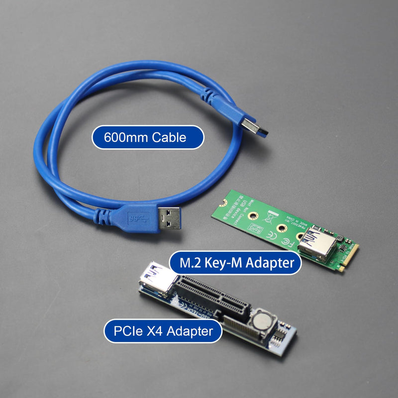 GLOTRENDS UEX108 600mm M.2 to PCIe X4 Riser Cable (PCIe 3.0 X1 Speed),for PCIe WiFi Card, M.2 PCIe Card, USB PCIe Card, Sound Card, etc