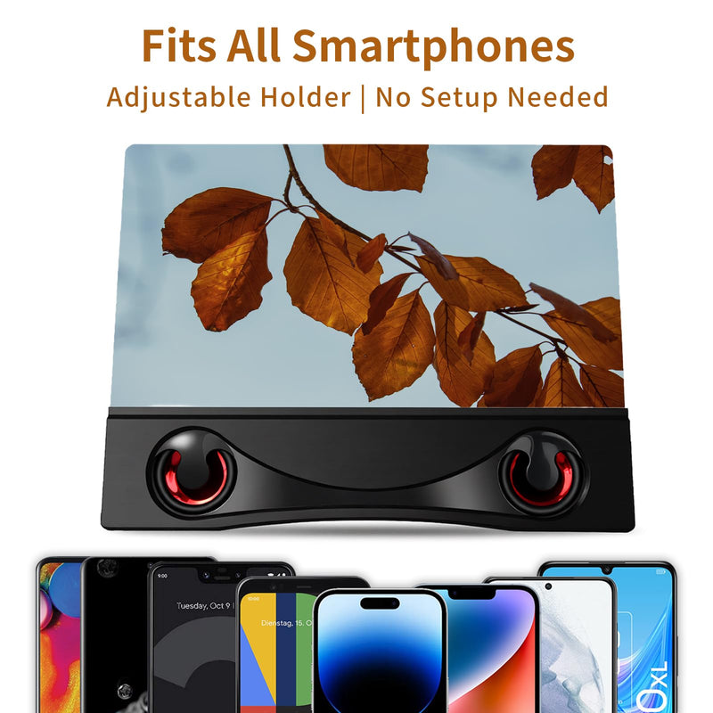 12" Phone Screen Magnifier with Speaker Mini 3D HD Foldable Amplifier for Movies & Gaming-Portable Home Theater Clear Audio,Supports All Smartphones for Family,Seniors,Travel F12
