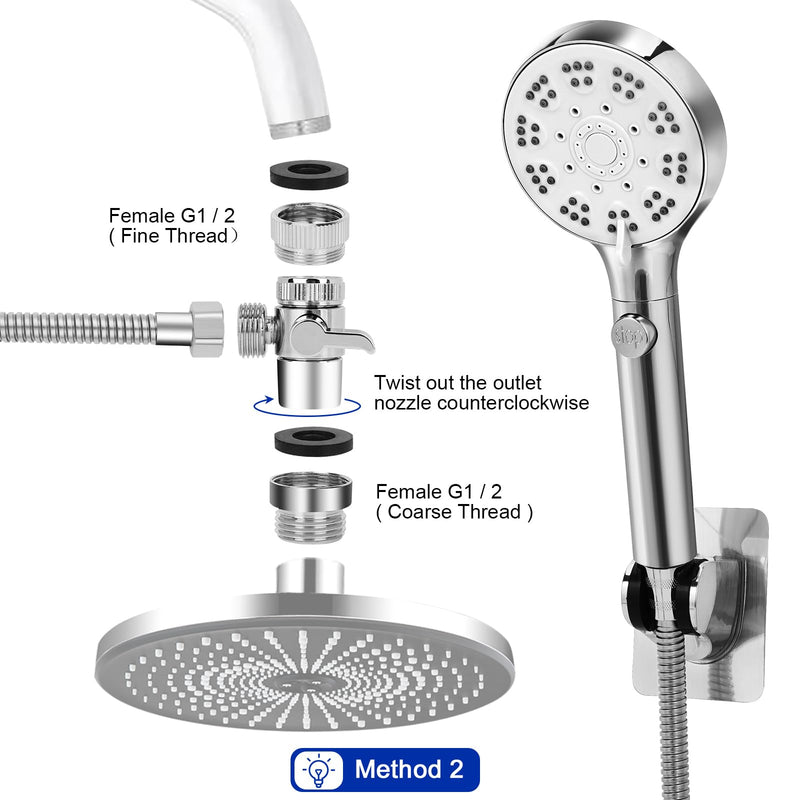 Bathtub Faucet Shower Head Sink with 79" Hose, Tub Faucet Sink Hose Sprayer Attachment Set (8 Adapters) for Bathroom Garden, ON/OFF 6 Modes High Pressure Handheld Shower Extension Kit, Removable