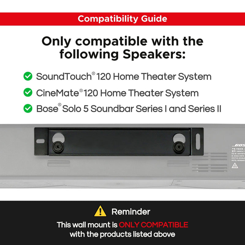 Sound Bass Solo 5 Wall Mount Bracket for Bose Solo 5 Sound Bar, Complete Kit with All Mounting Hardware, Compatible with Series II Soundbar, Designed in The UK by Soundbass