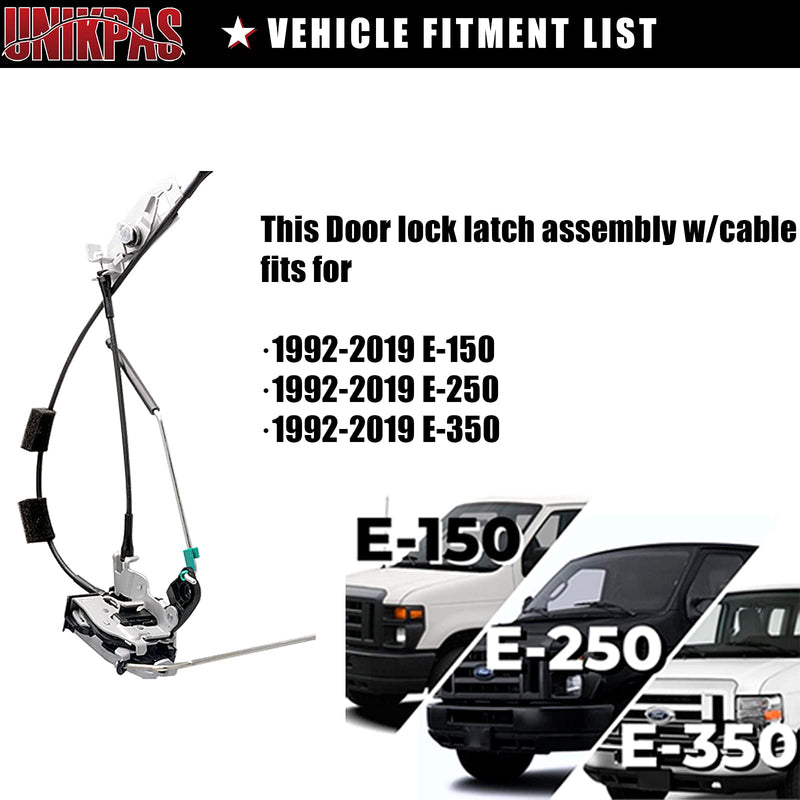 Door latch assembly w/cable&rod compatible for Ford E150 E250 E350 Rear Right Cargo door connective repair lock latch replace 6C2Z-15431A02-AA Rear Right Door